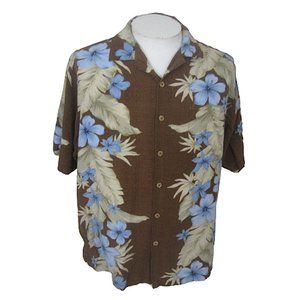 Breakwater Men Hawaiian camp shirt p2p 24" L aloha luau tropical floral vintage